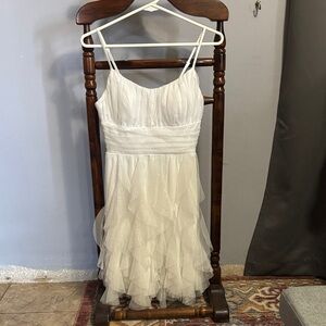 Sparkly White Ruffled Dress with tie back